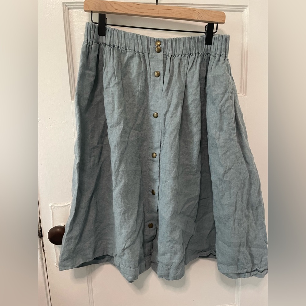 NPL Marseille skirt in aqua green linen